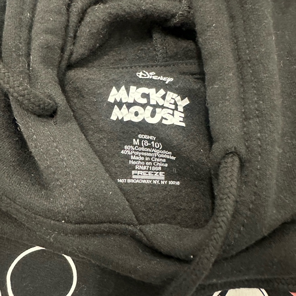 Disney Black Mickey Mouse Pullover Hoodie with White Graphic - Picture 2 of 3